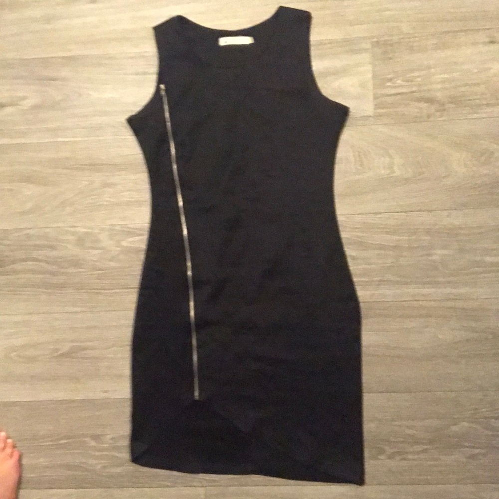 Black asymmetrical hem dress